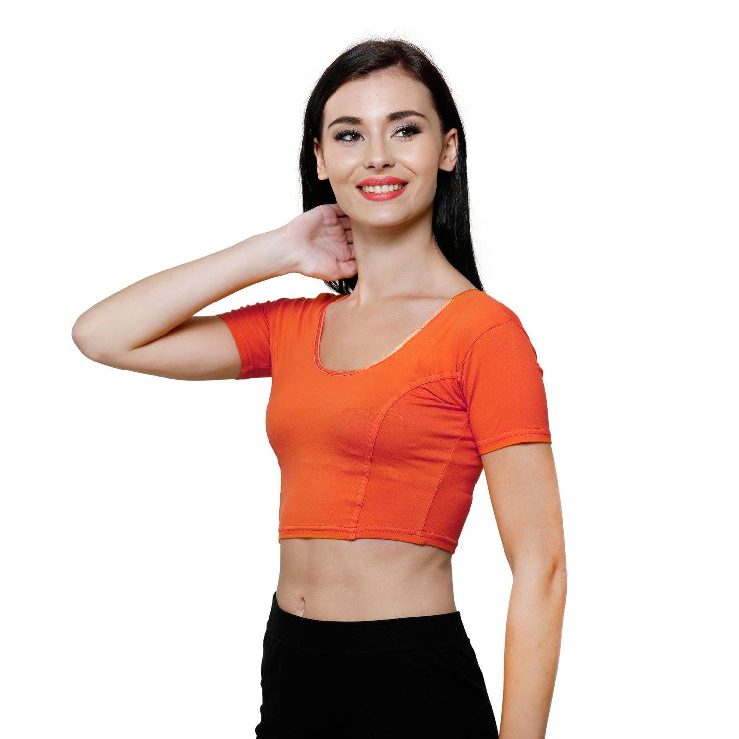 Vami Women's Cotton Stretchable Readymade Blouses - Fire - Bonjour Group