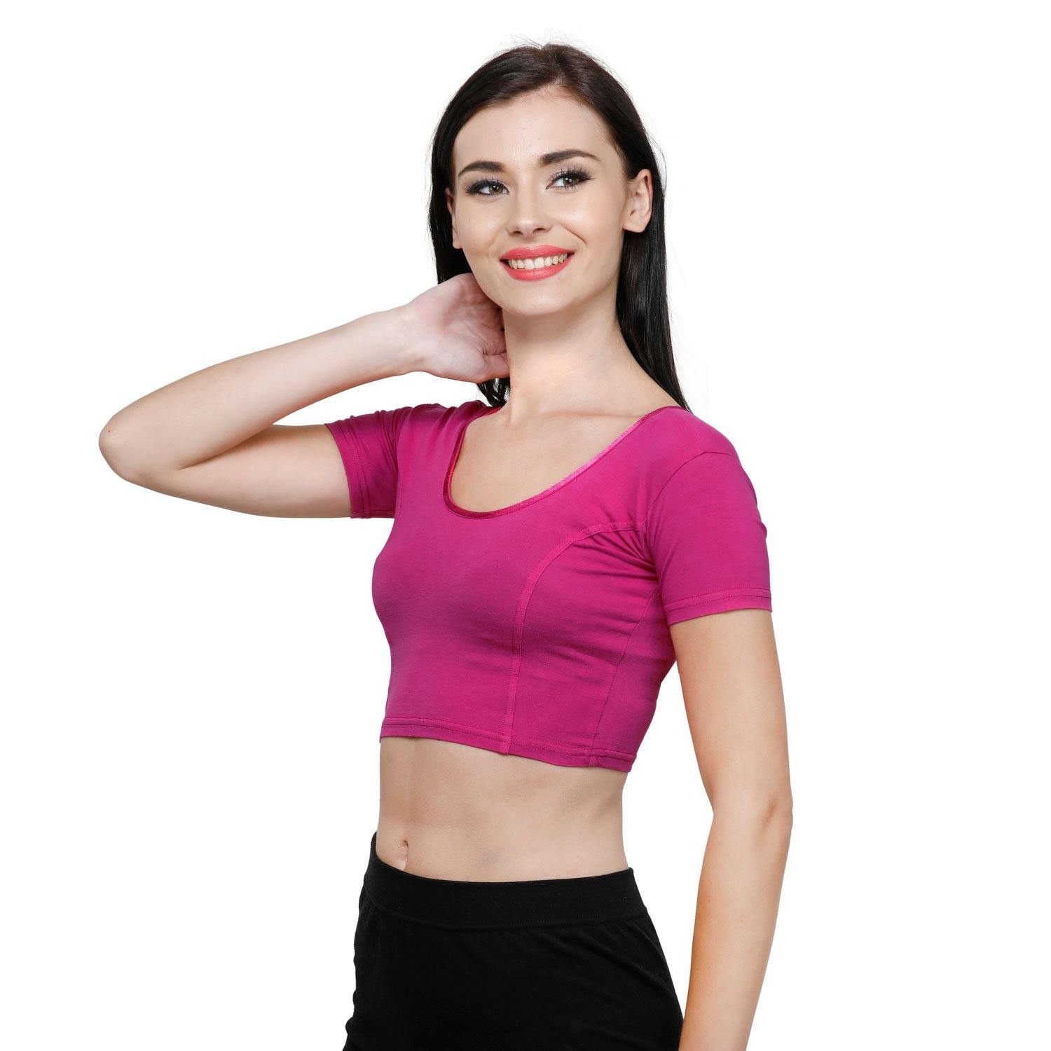 Vami Women's Cotton Stretchable Readymade Blouses - Fuchsia - Bonjour Group