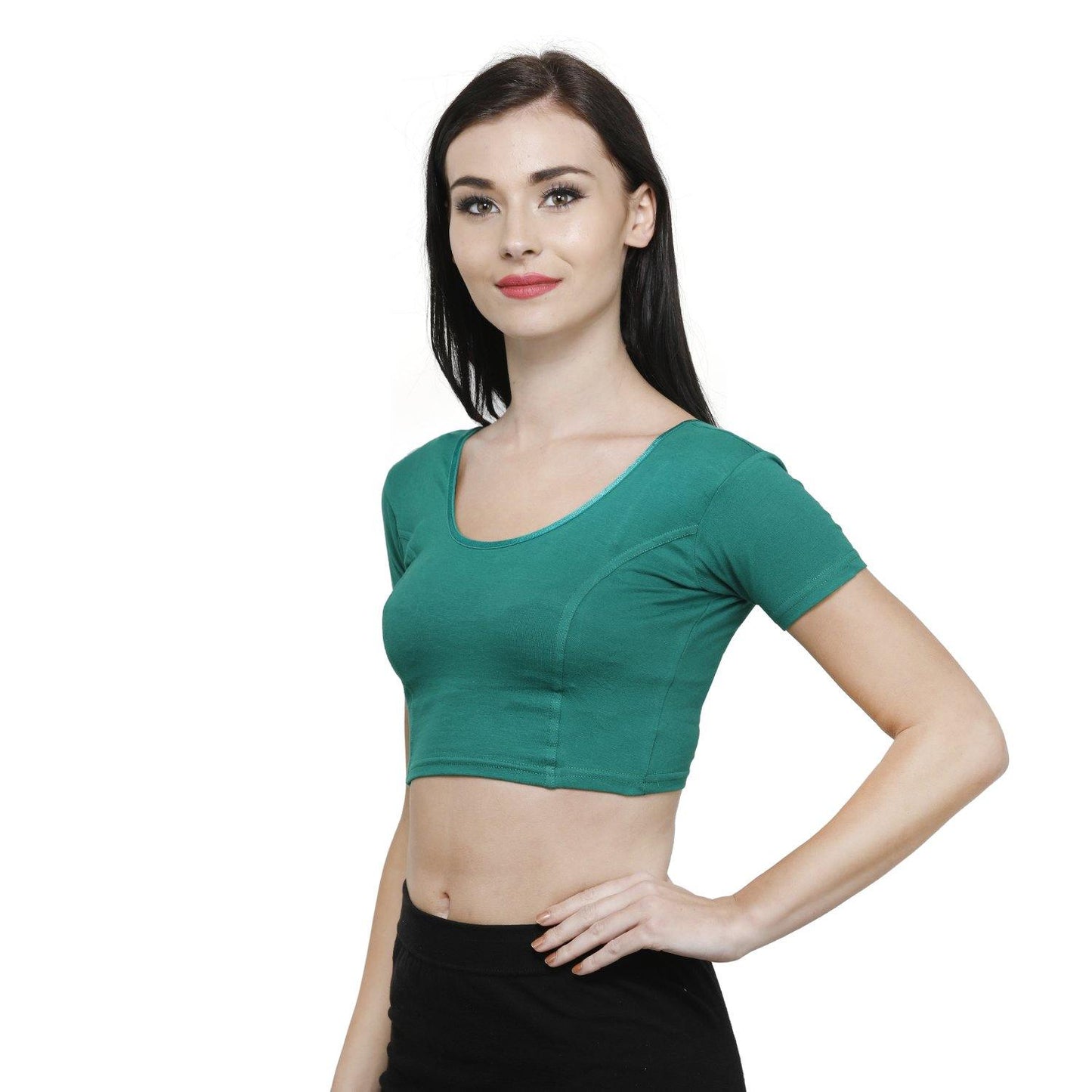 Vami Women's Cotton Stretchable Readymade Blouses - Garden Green - Bonjour Group
