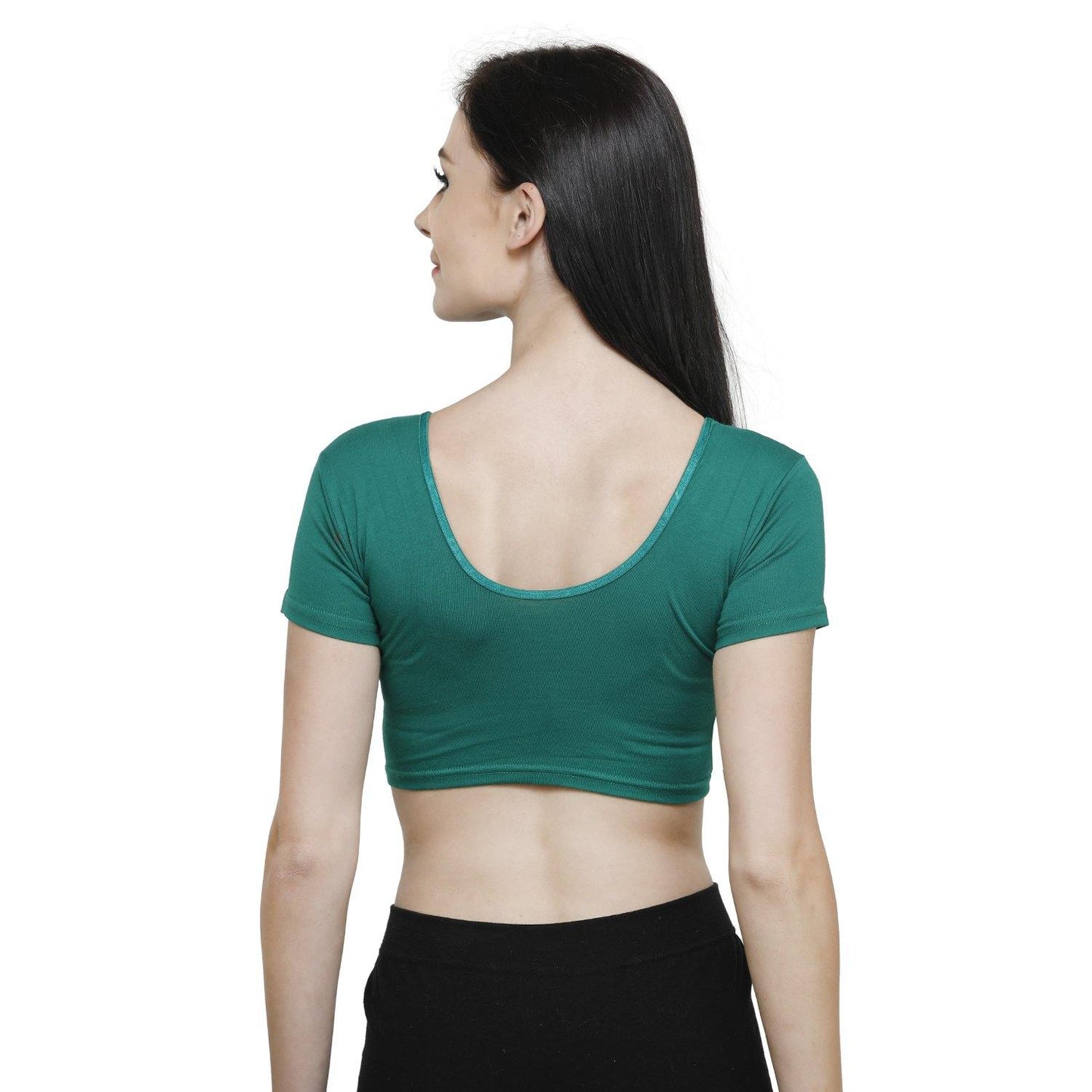 Vami Women's Cotton Stretchable Readymade Blouses - Garden Green - Bonjour Group