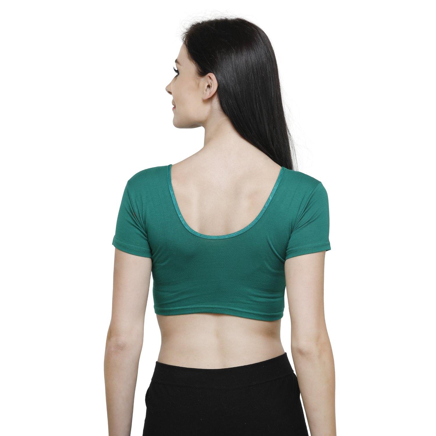 Vami Women's Cotton Stretchable Readymade Blouses - Garden Green - Bonjour Group