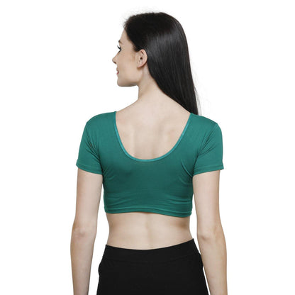 Vami Women's Cotton Stretchable Readymade Blouses - Garden Green - Bonjour Group