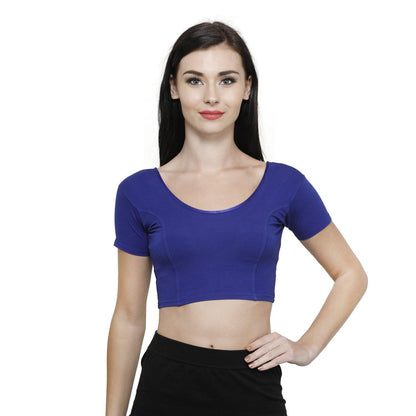 Vami Women's Cotton Stretchable Readymade Blouses - Ink Blue - Bonjour Group
