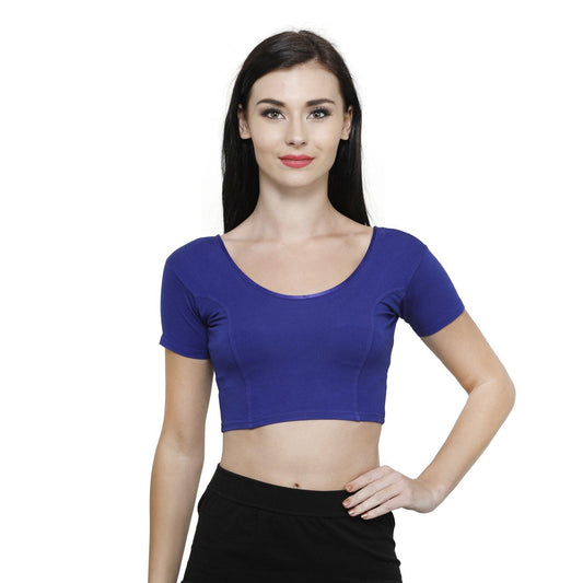 Vami Women's Cotton Stretchable Readymade Blouses - Ink Blue - Bonjour Group