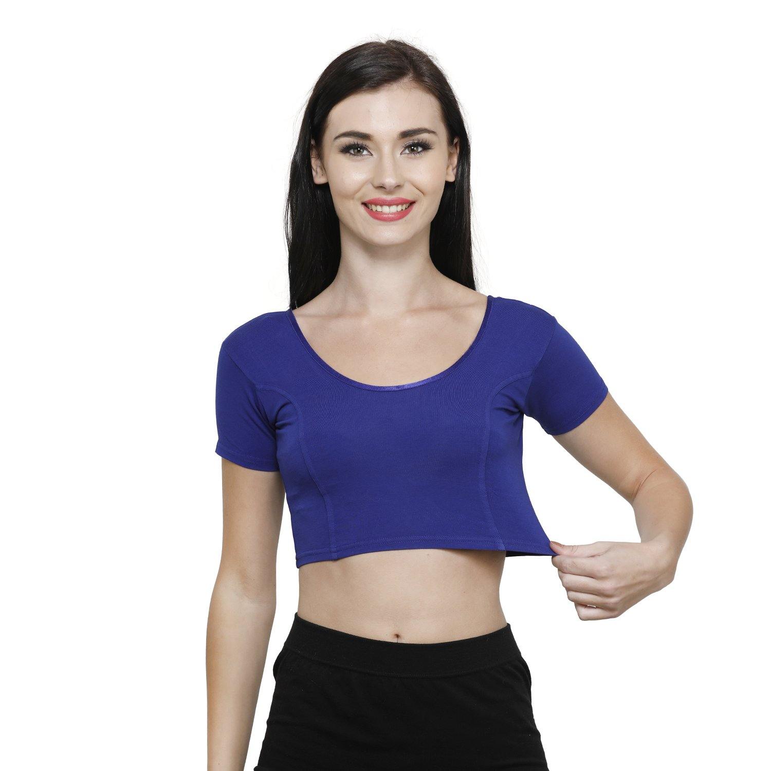 Vami Women's Cotton Stretchable Readymade Blouses - Ink Blue - Bonjour Group