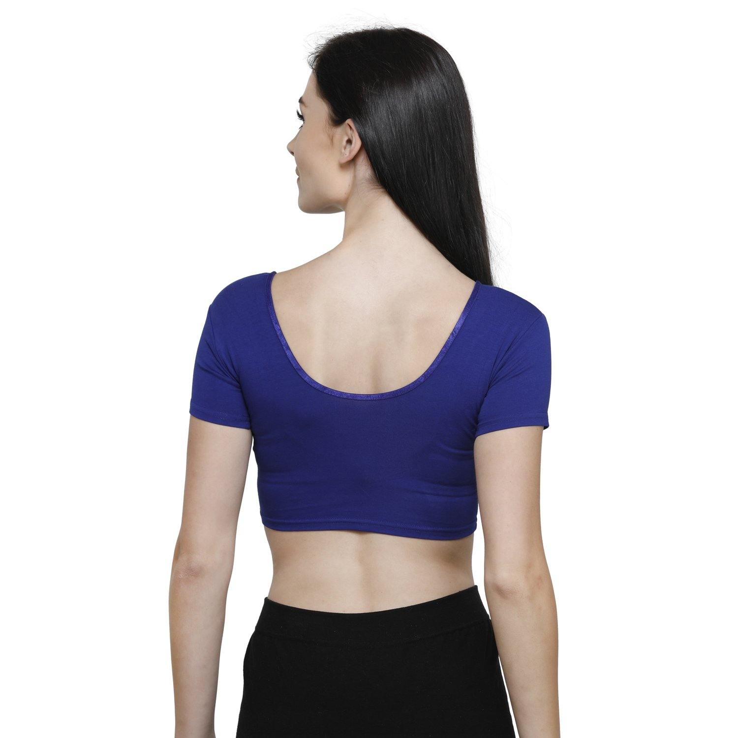 Vami Women's Cotton Stretchable Readymade Blouses - Ink Blue - Bonjour Group