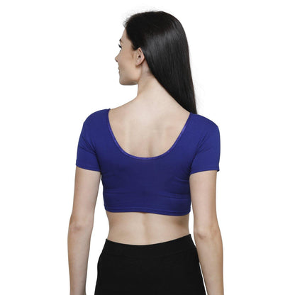 Vami Women's Cotton Stretchable Readymade Blouses - Ink Blue - Bonjour Group