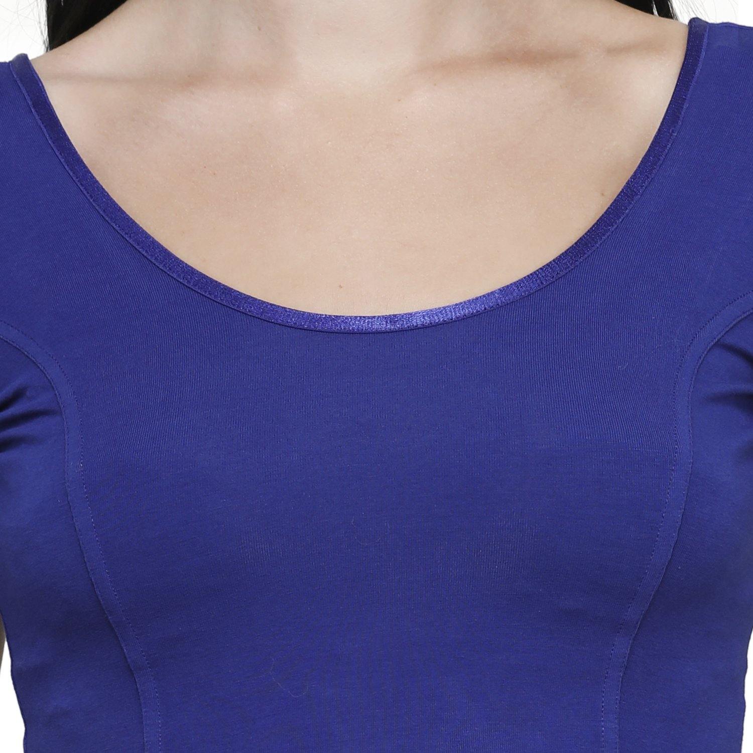 Vami Women's Cotton Stretchable Readymade Blouses - Ink Blue - Bonjour Group