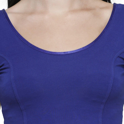 Vami Women's Cotton Stretchable Readymade Blouses - Ink Blue - Bonjour Group