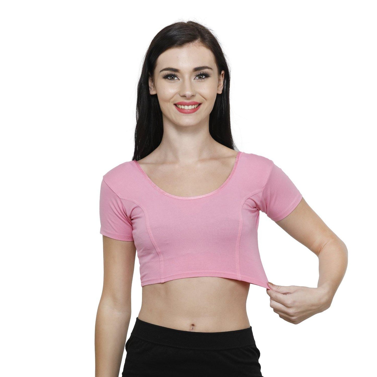Vami Women's Cotton Stretchable Readymade Blouses - Light Pink - Bonjour Group