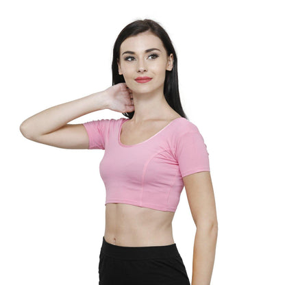Vami Women's Cotton Stretchable Readymade Blouses - Light Pink - Bonjour Group
