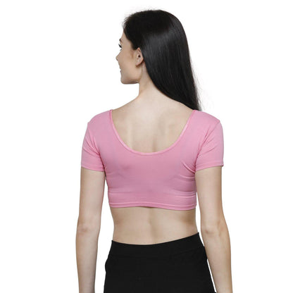 Vami Women's Cotton Stretchable Readymade Blouses - Light Pink - Bonjour Group