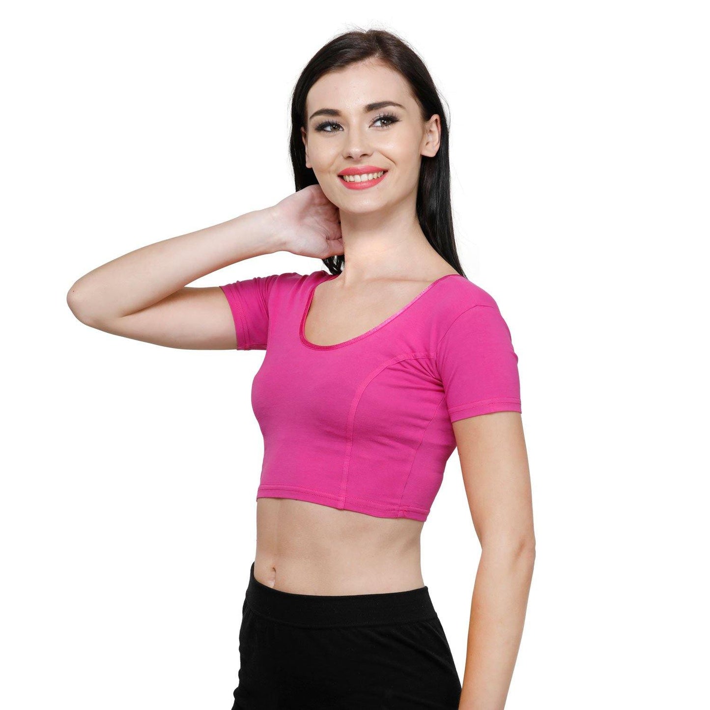 Vami Women's Cotton Stretchable Readymade Blouses - Magic Pink - Bonjour Group