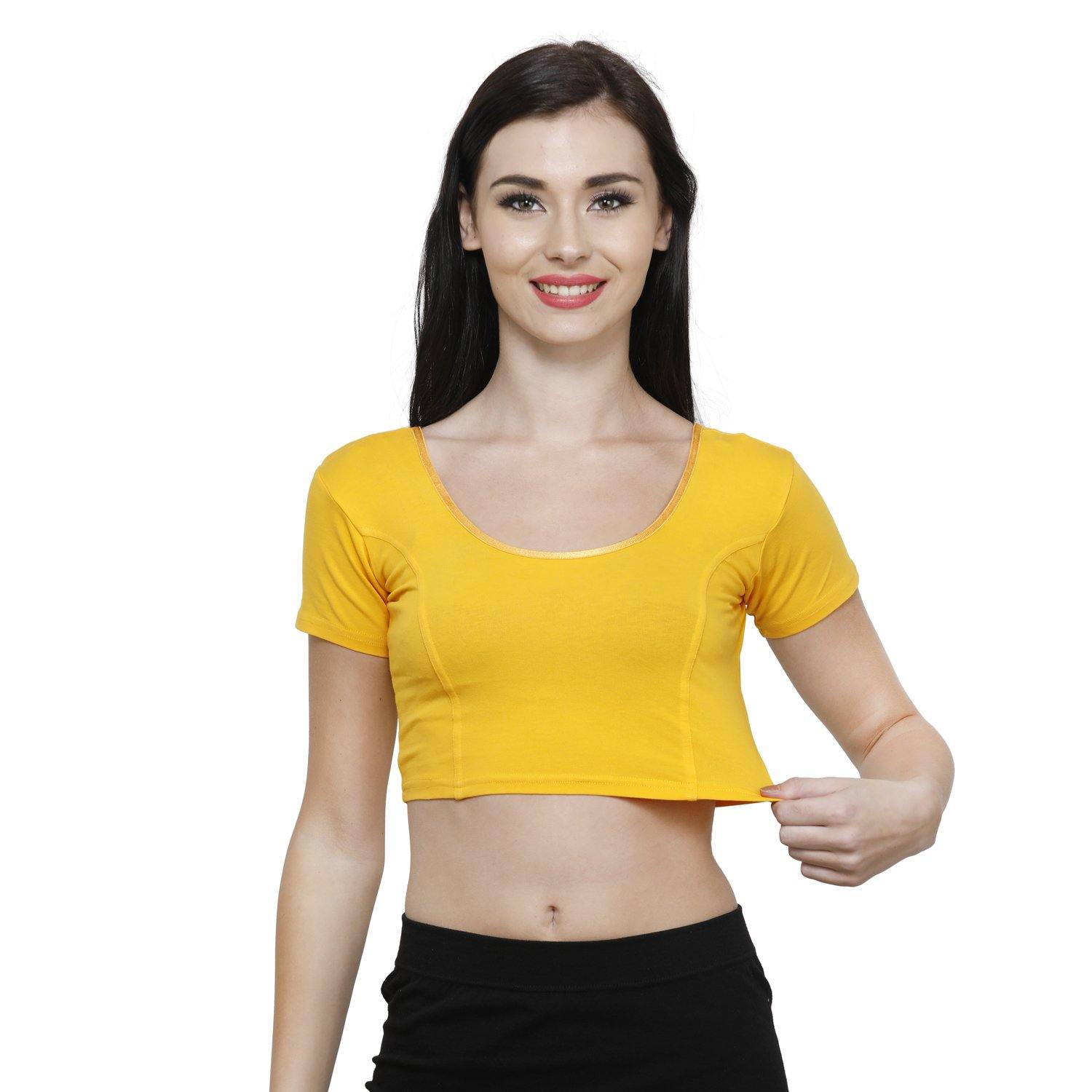 Vami Women's Cotton Stretchable Readymade Blouses - Marie gold - Bonjour Group