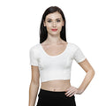Vami Women's Cotton Stretchable Readymade Blouses - Off White