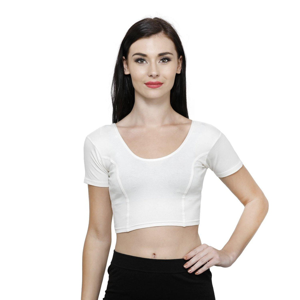 Vami Women's Cotton Stretchable Readymade Blouses - Off White - Bonjour Group