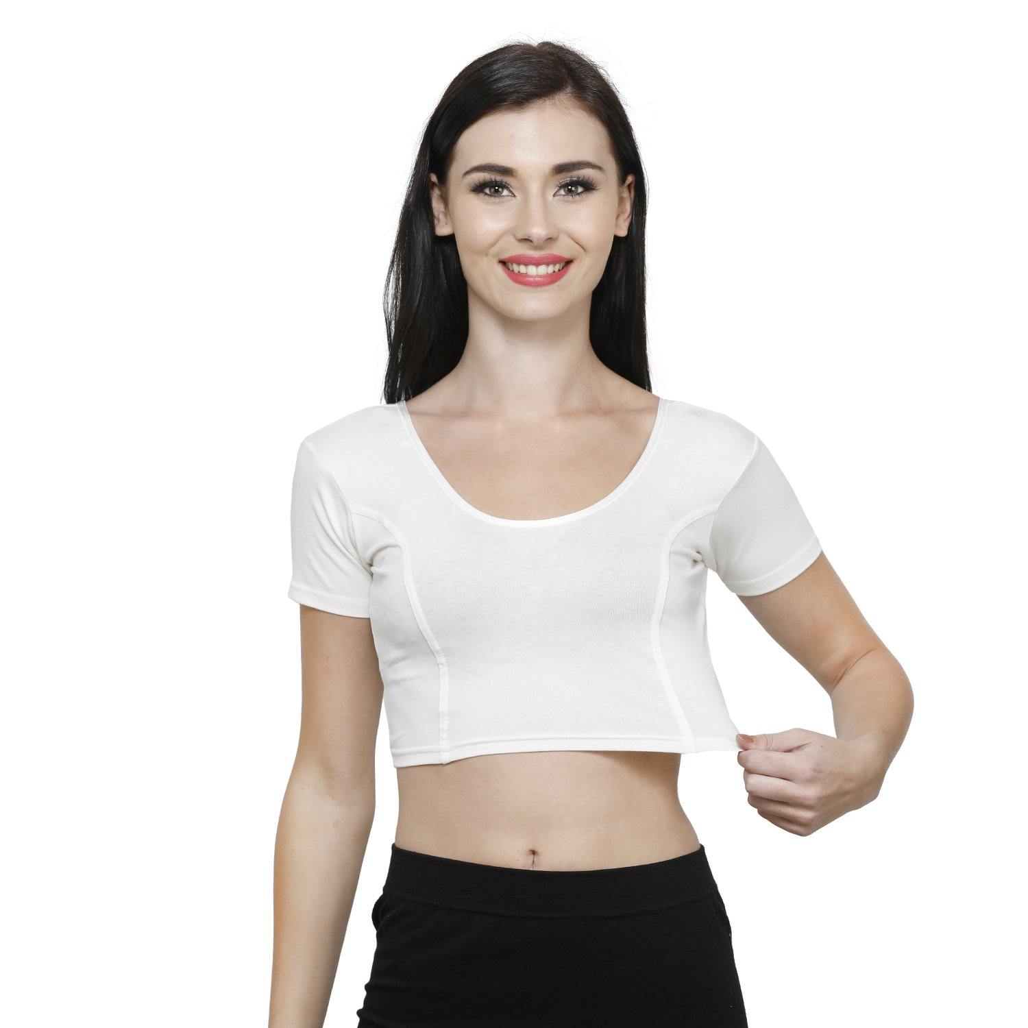 Vami Women's Cotton Stretchable Readymade Blouses - Off White - Bonjour Group