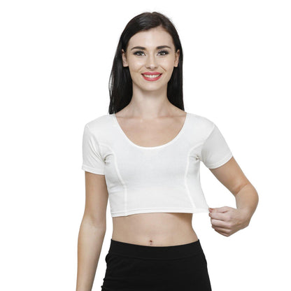 Vami Women's Cotton Stretchable Readymade Blouses - Off White - Bonjour Group