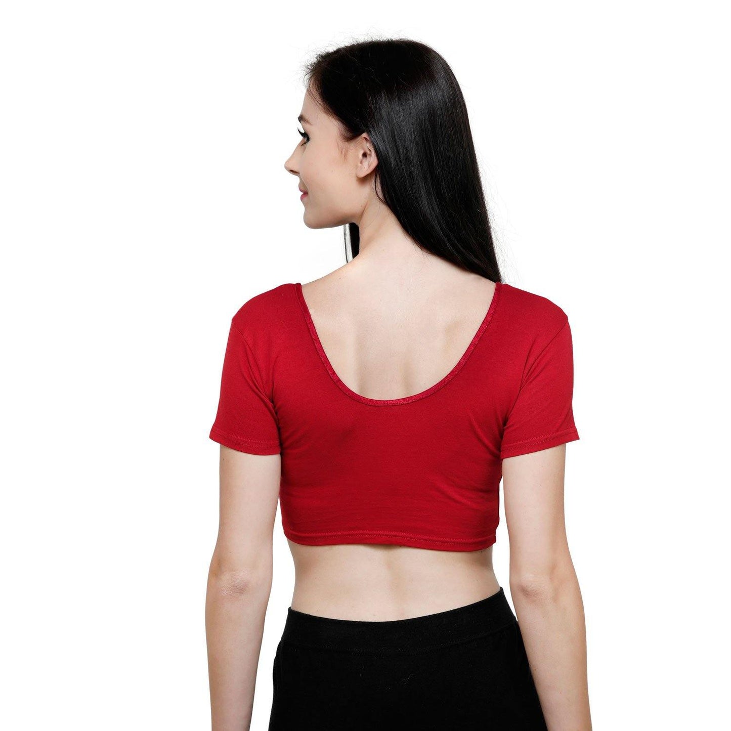 Vami Women's Cotton Stretchable Readymade Blouses - Red - Bonjour Group