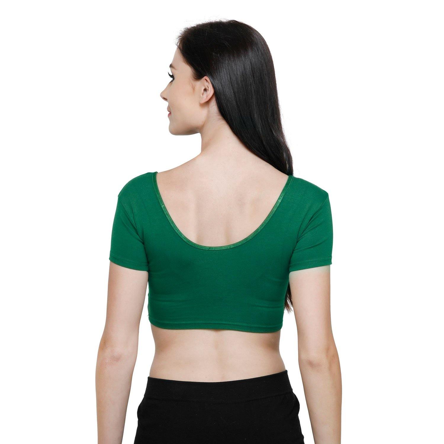 Vami Women's Cotton Stretchable Readymade Blouses - Rich Green - Bonjour Group