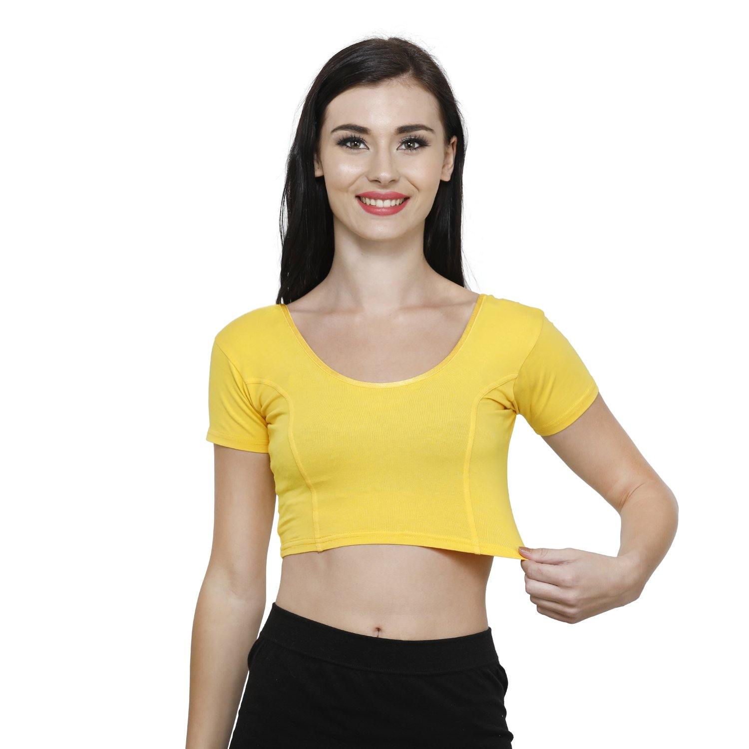 Vami Women's Cotton Stretchable Readymade Blouses - Sun Flower - Bonjour Group