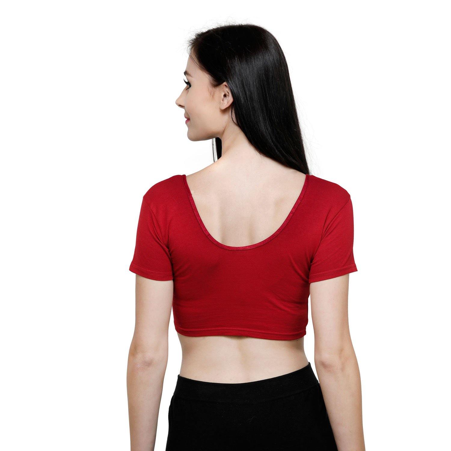 Vami Women's Cotton Stretchable Readymade Blouses -True Red - Bonjour Group
