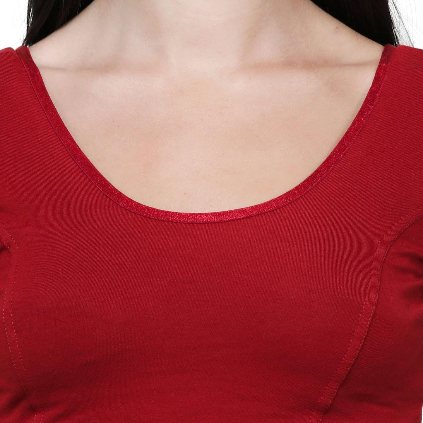 Vami Women's Cotton Stretchable Readymade Blouses -True Red - Bonjour Group