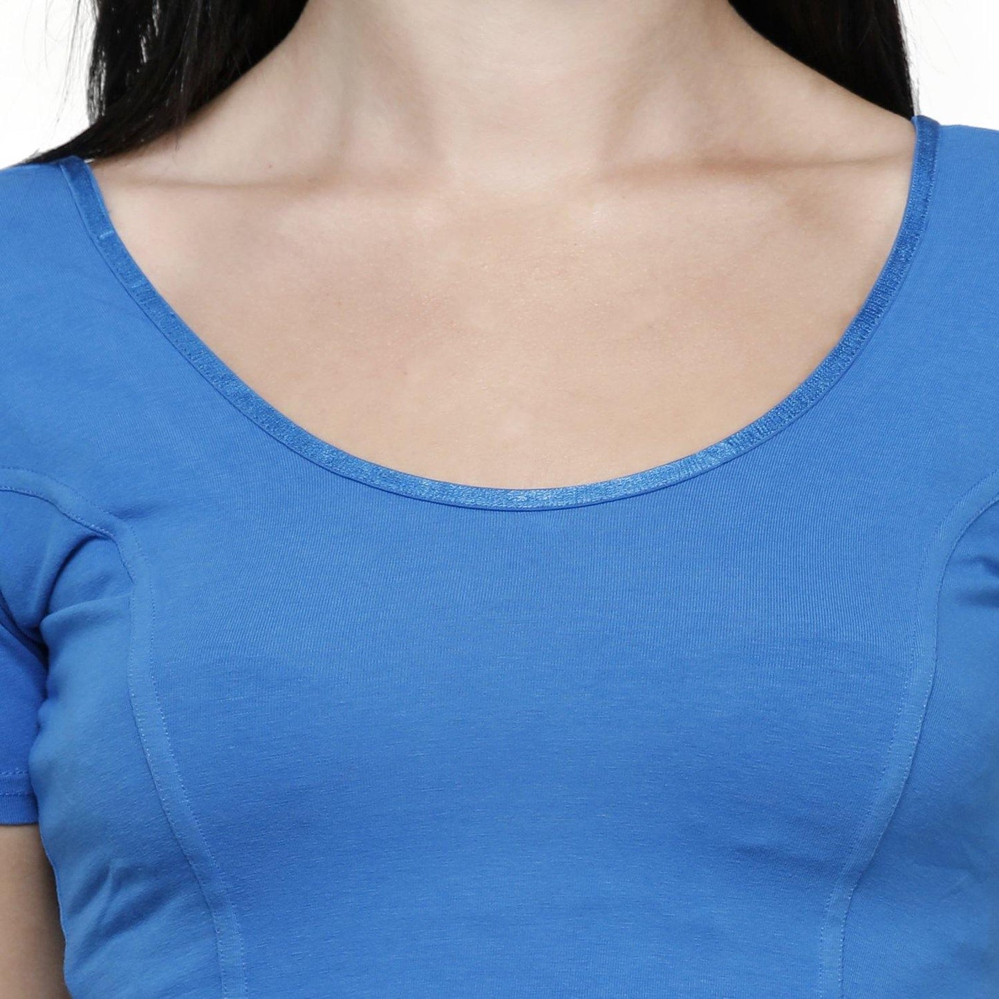 Vami Women's Cotton Stretchable Readymade Blouses - Turquoise - Bonjour Group
