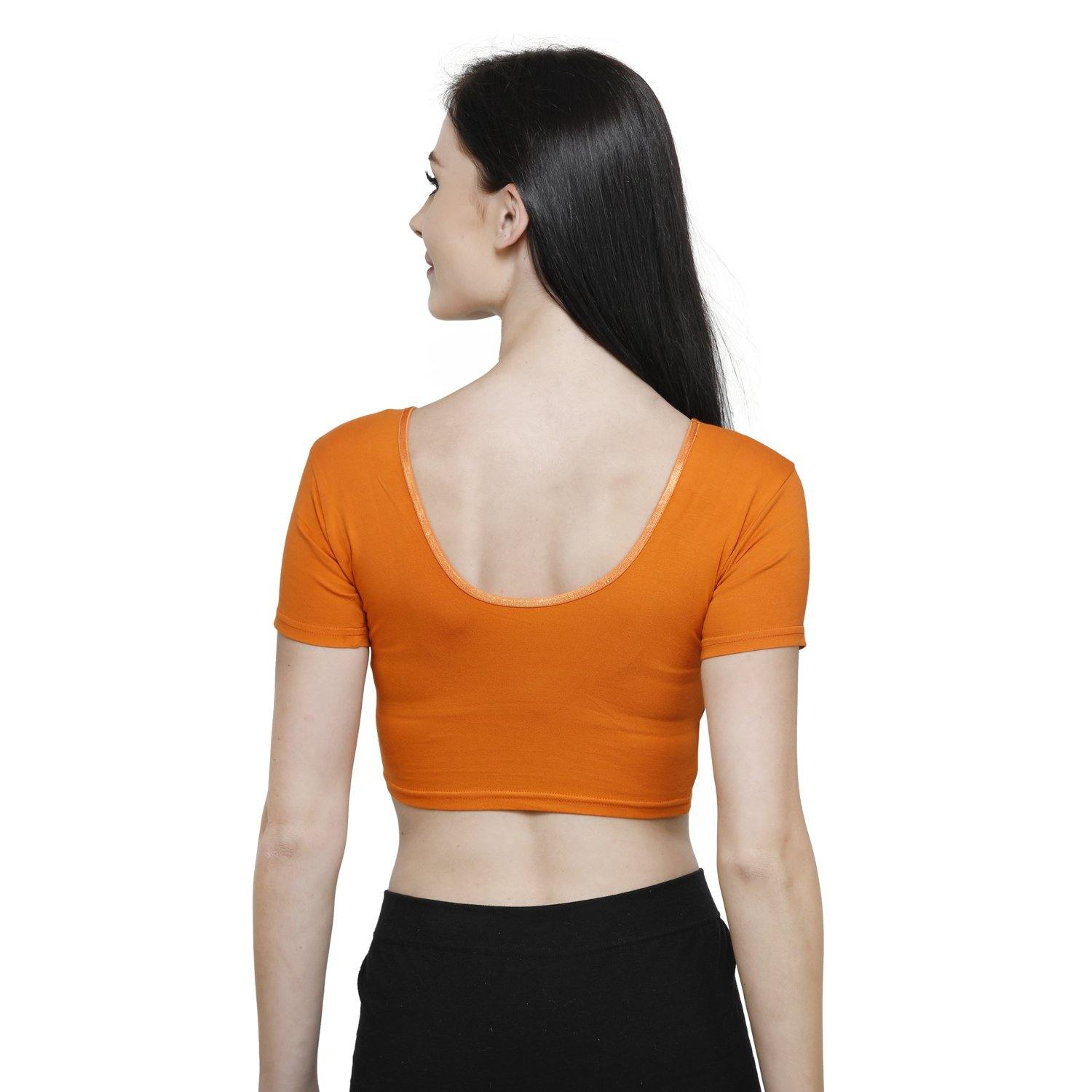 Vami Women's Cotton Stretchable Readymade Blouses - Vibrant Orange - Bonjour Group