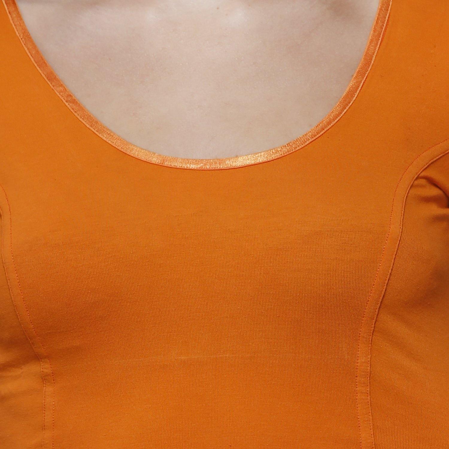 Vami Women's Cotton Stretchable Readymade Blouses - Vibrant Orange - Bonjour Group