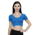 Vami Women's Cotton Stretchable Readymade Blouses - Victoria Blue
