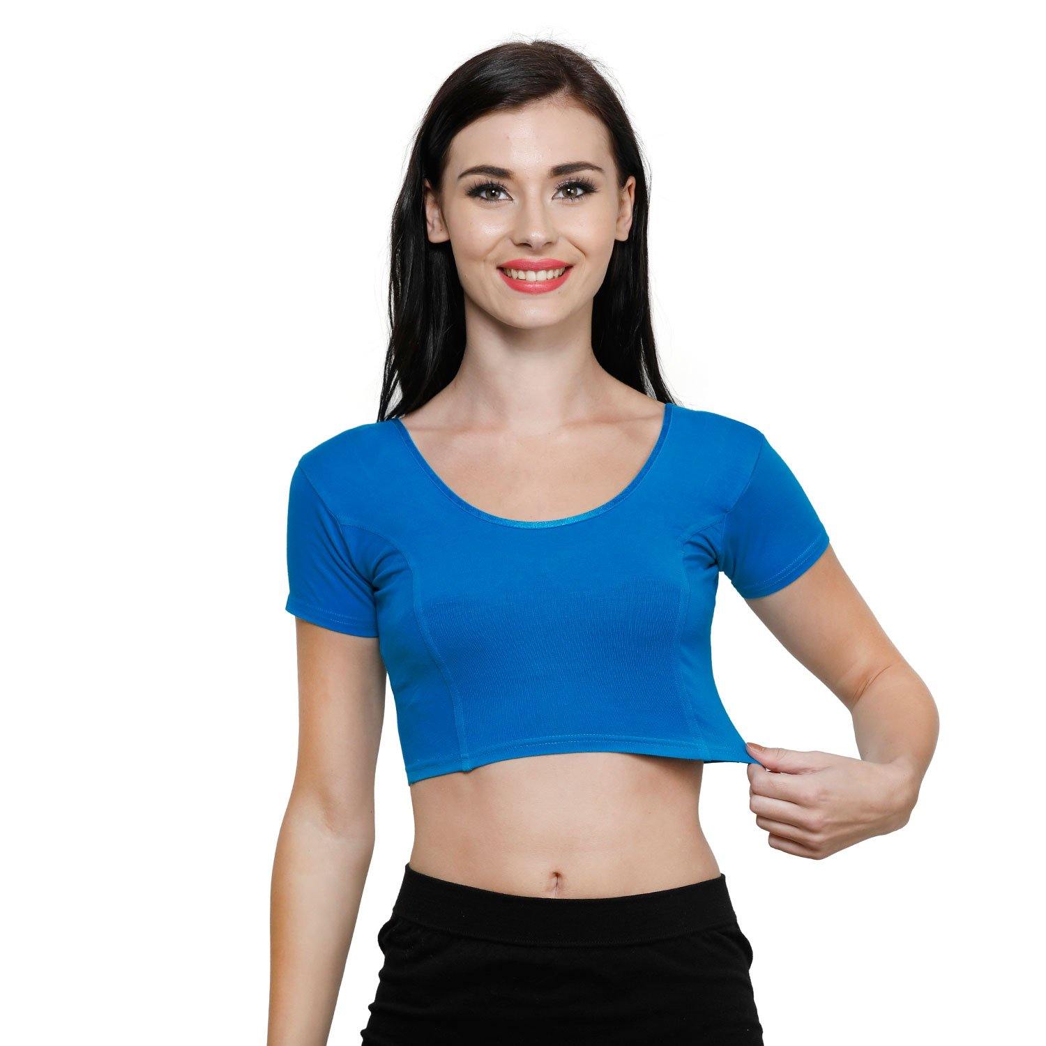 Vami Women's Cotton Stretchable Readymade Blouses - Victoria Blue - Bonjour Group