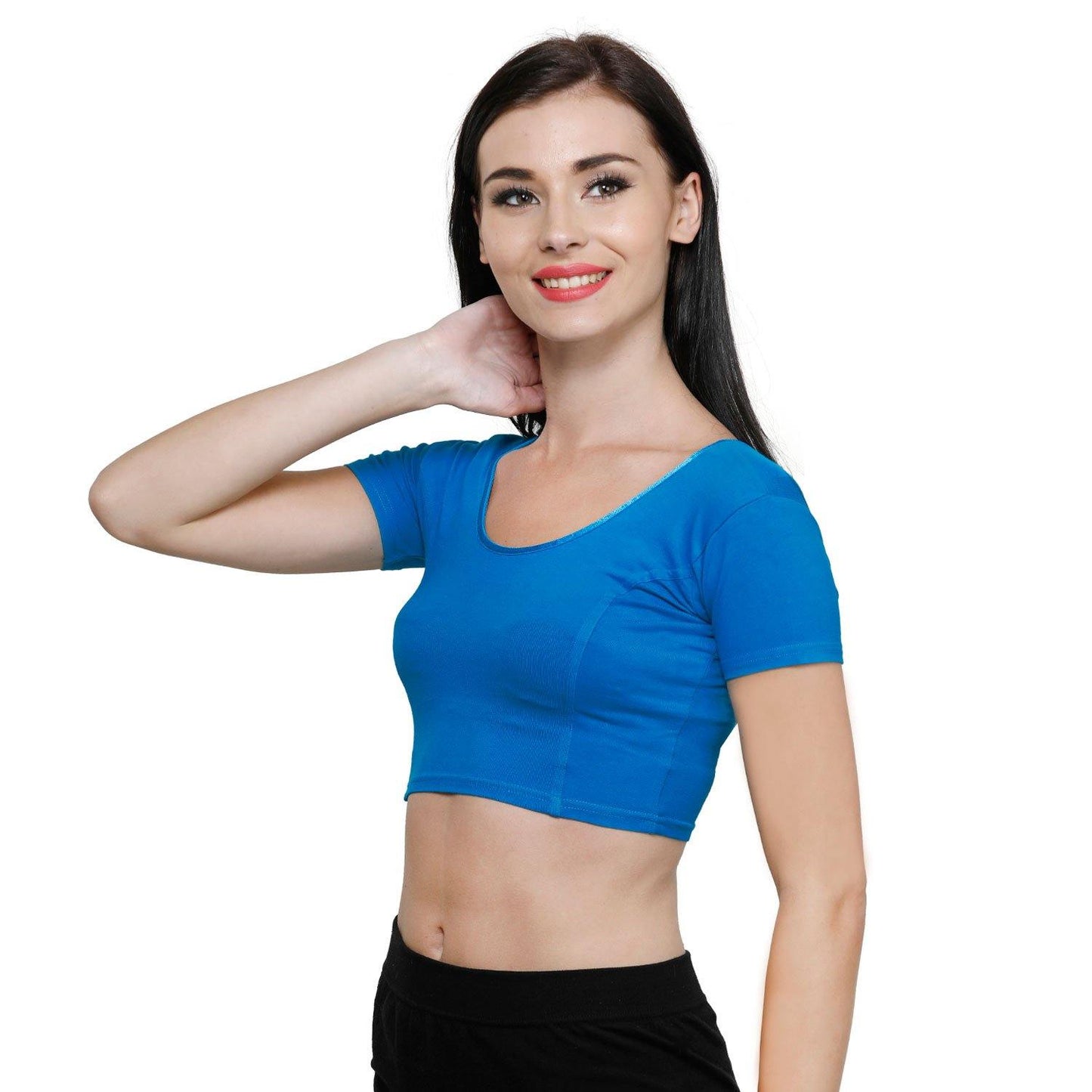 Vami Women's Cotton Stretchable Readymade Blouses - Victoria Blue - Bonjour Group