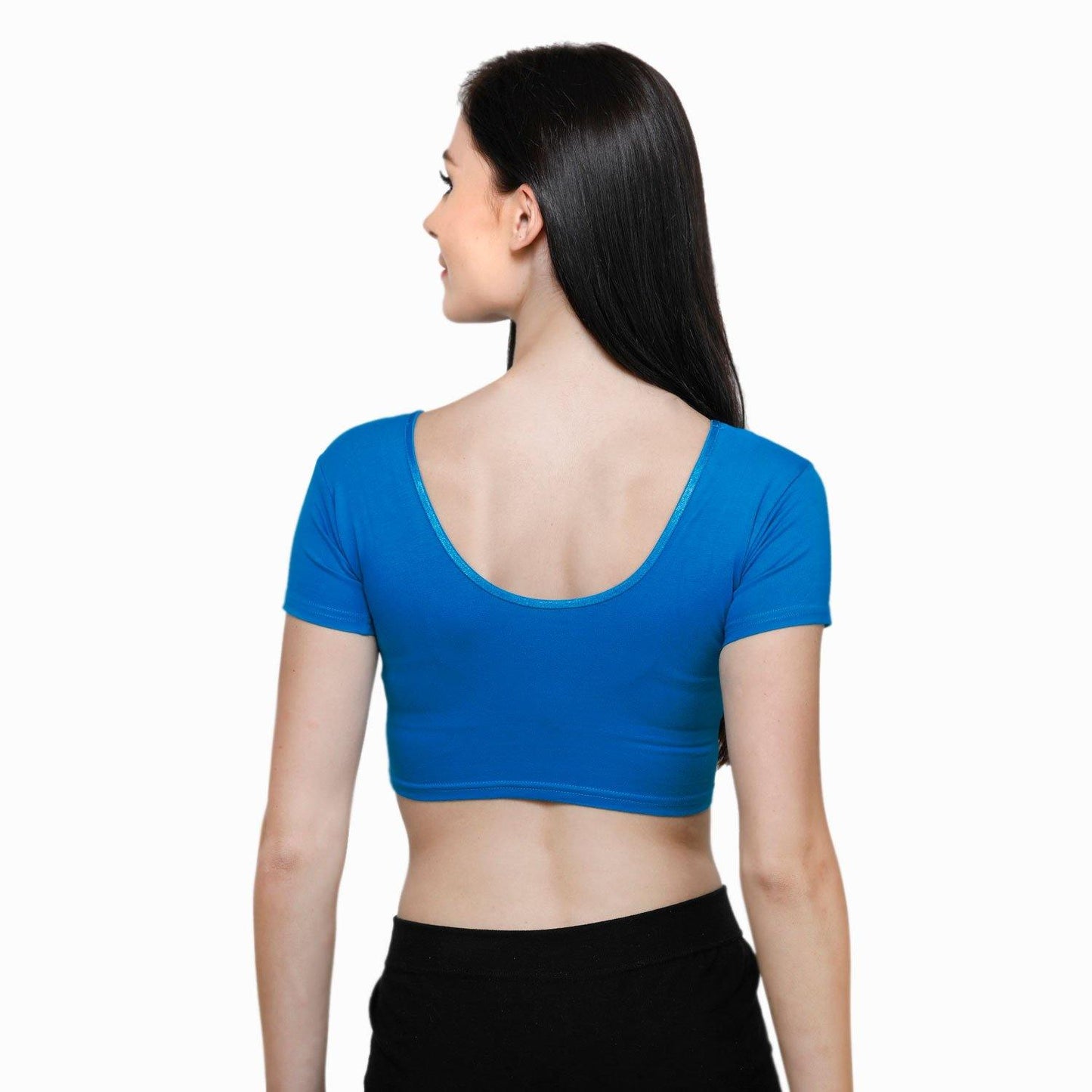 Vami Women's Cotton Stretchable Readymade Blouses - Victoria Blue - Bonjour Group