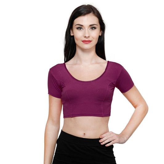 Vami Women's Cotton Stretchable Readymade Blouses - Violet - Bonjour Group