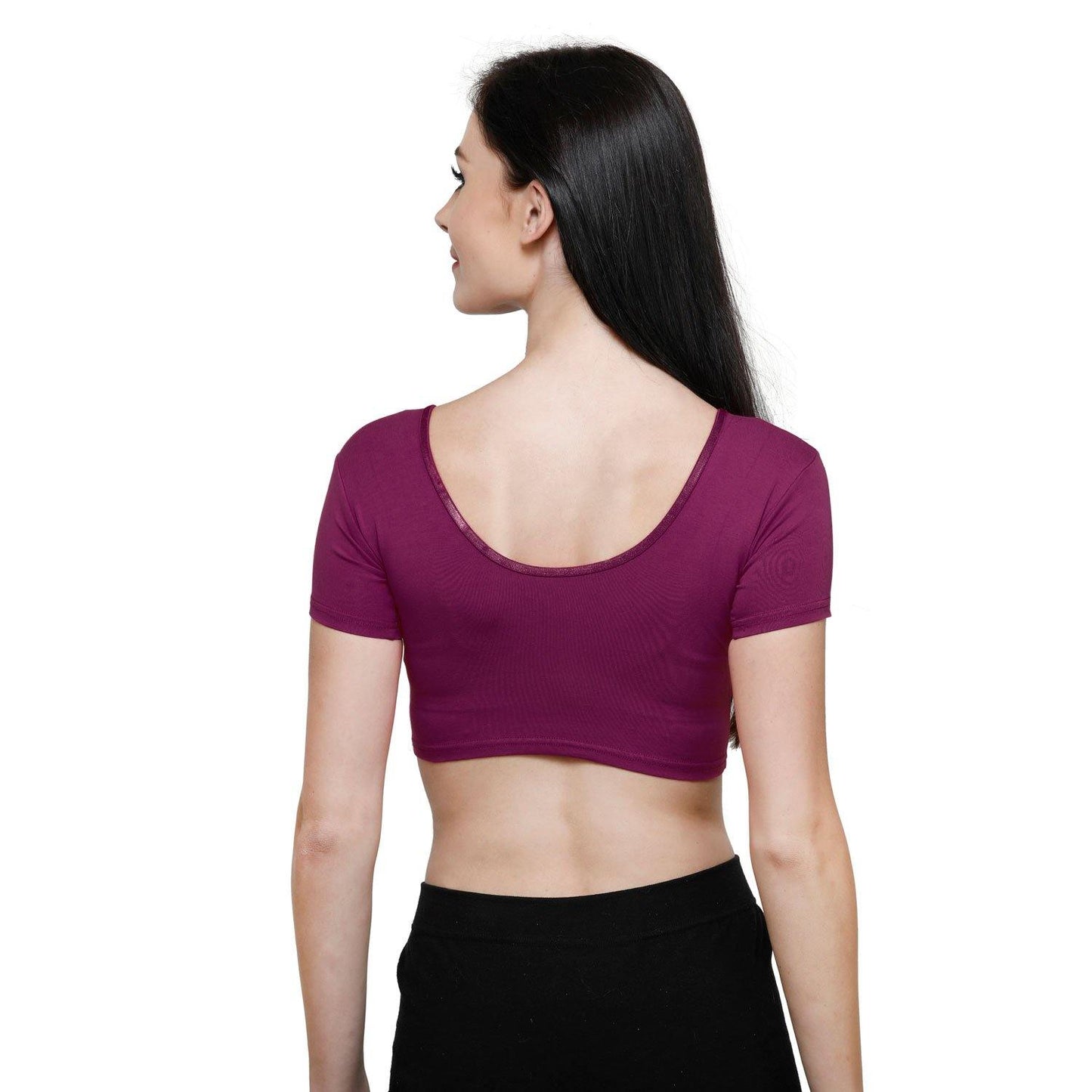 Vami Women's Cotton Stretchable Readymade Blouses - Violet - Bonjour Group