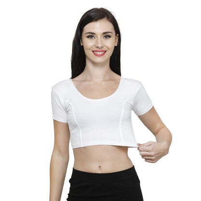 Vami Women's Cotton Stretchable Readymade Blouses - White - Bonjour Group