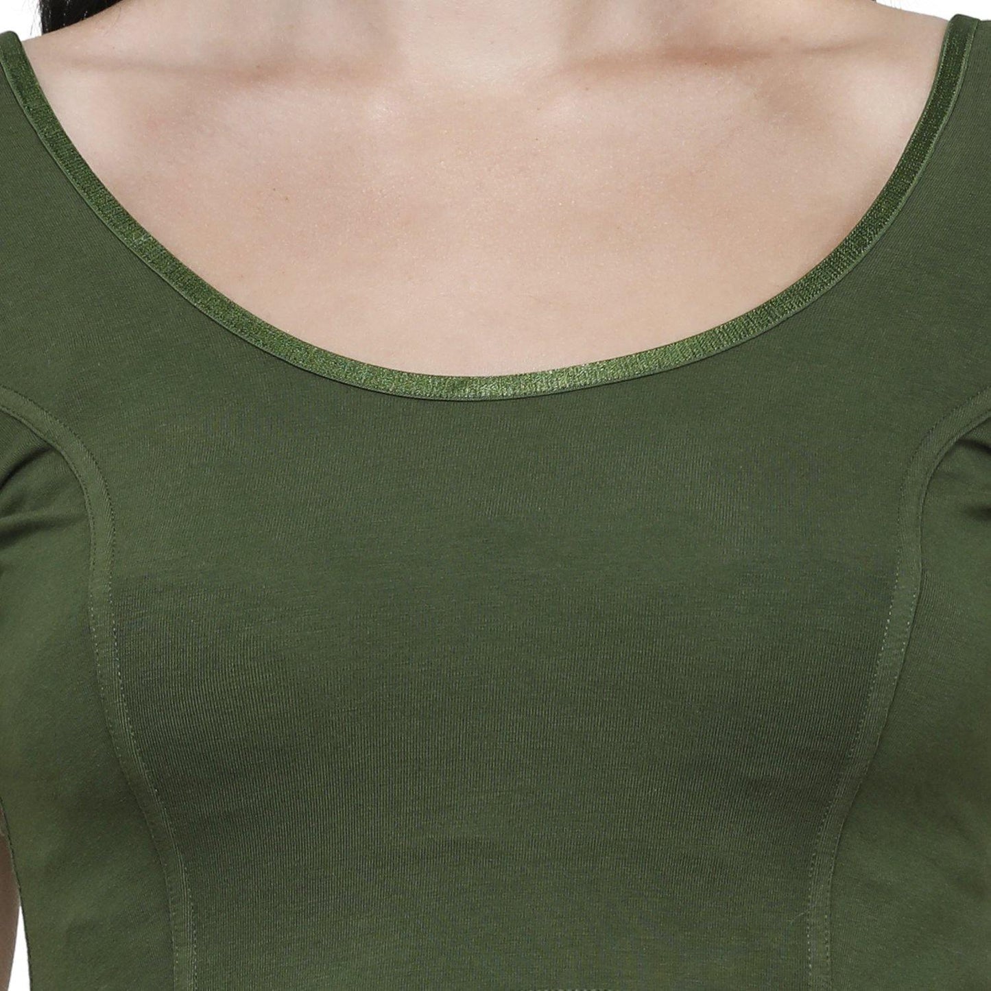 Vami Women's Cotton Stretchable Readymade Blouses - Perry Green - Bonjour Group