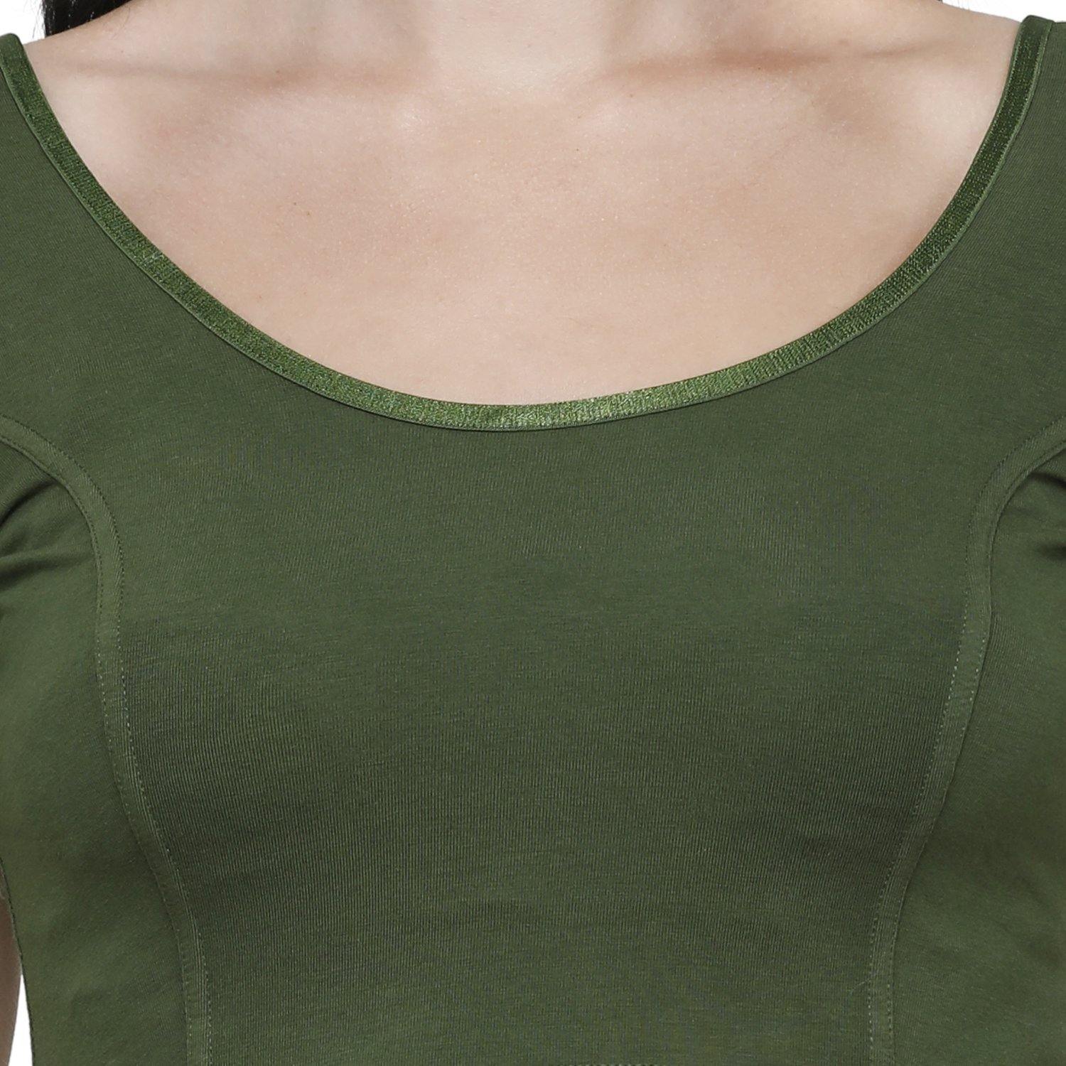 Vami Women's Cotton Stretchable Readymade Blouses - Perry Green - Bonjour Group