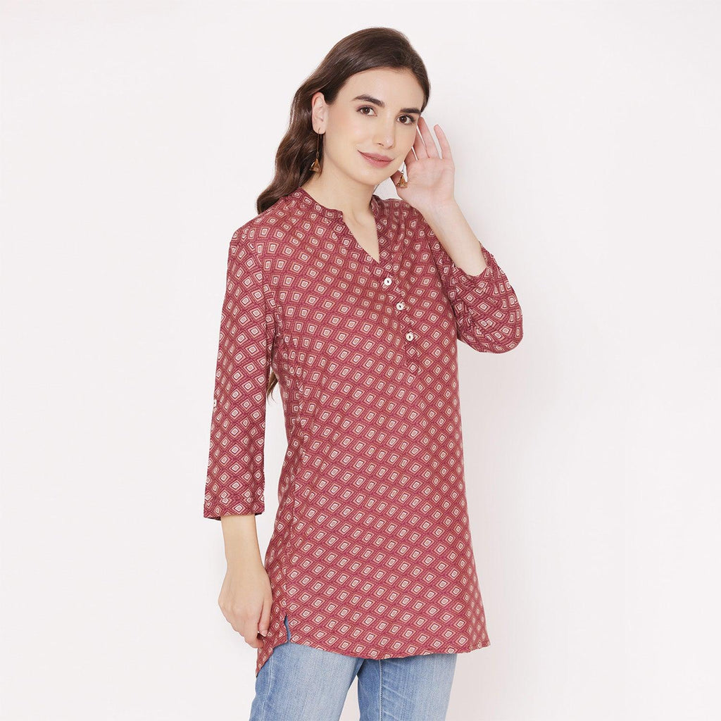 White & Blue Cotton Printed Womens Short Kurti Tunic » BRITHIKA Luxury  Fashion