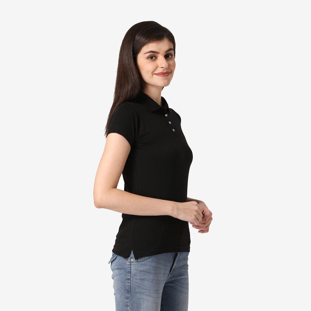 Plain black polo t shirt women's sale