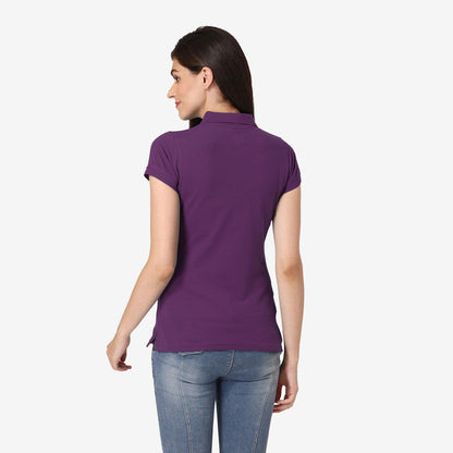 Women's Half Sleeve Polo T-Shirt - Dark Purple