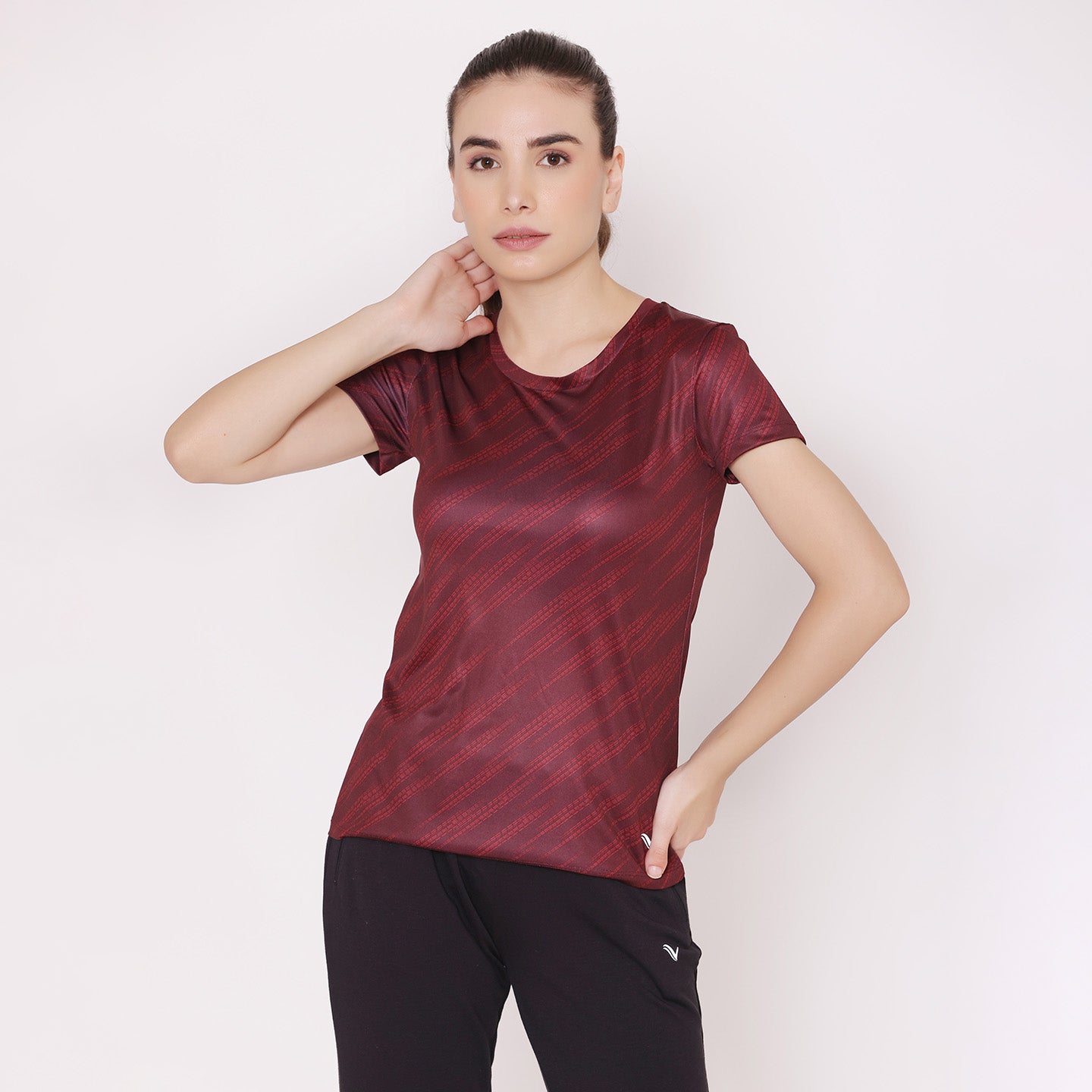 Women's Round Neck Half Sleeves Gym Sports T-Shirt 