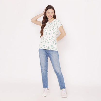 Women's Printed Half Sleeve Casual T-Shirt 