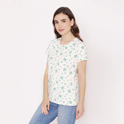 Printed Half Sleeve Casual T-Shirt For Ladies