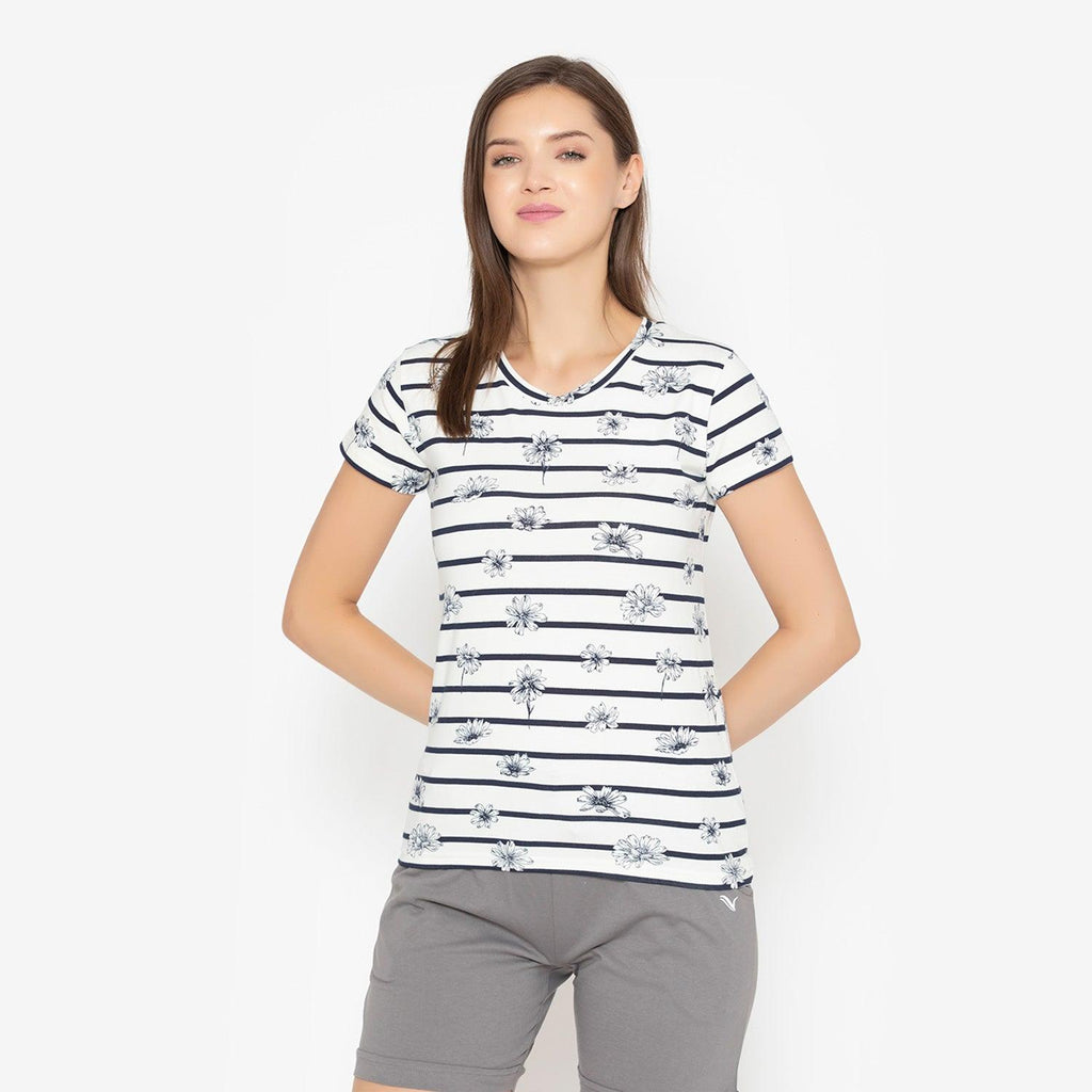 Women's Printed Half Sleeve Round-Neck T-Shirt 
