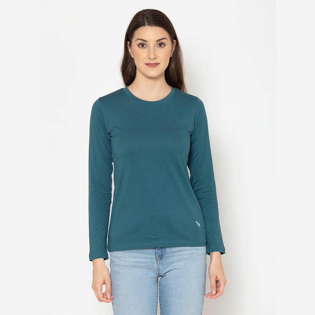 Women's Plain Casual Full Sleeve T-Shirt