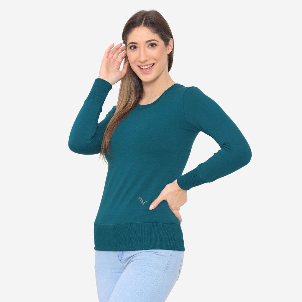 Women's Plain Round Neck Full Sleeve T-Shirt