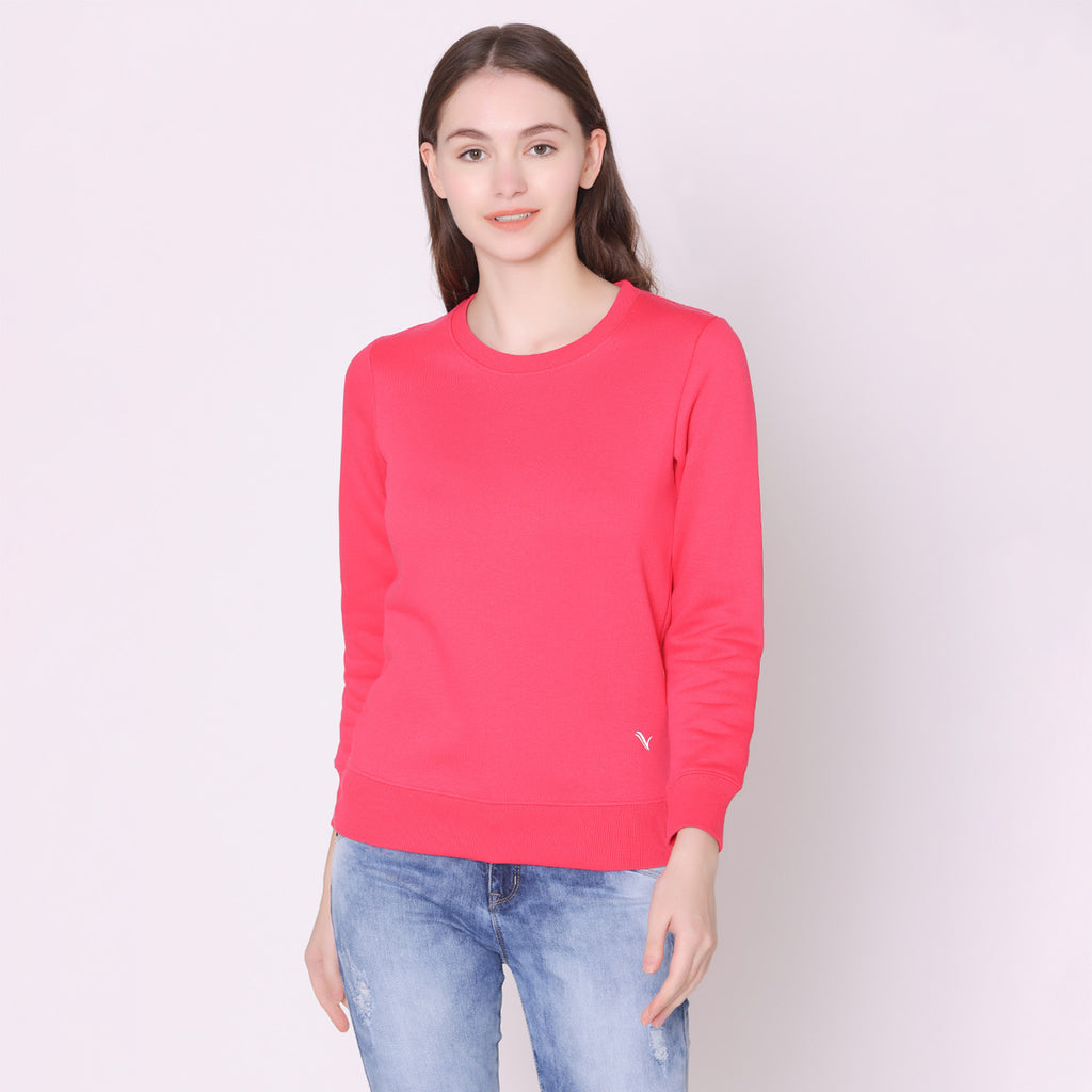 Women's Plain Round Neck Full Sleeve Sweatshirt 