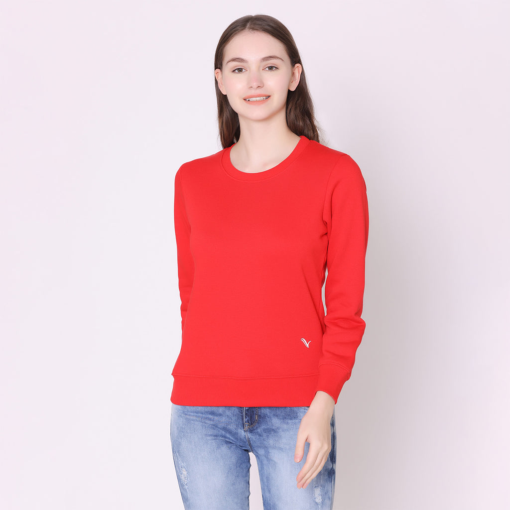Women's Solid Color Round Neck Full Sleeve Sweatshirt 
